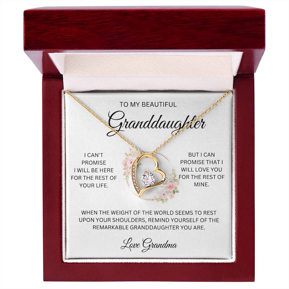 To My Granddaughter ~ Grandma's Promise ~ Forever Love Heart Necklace