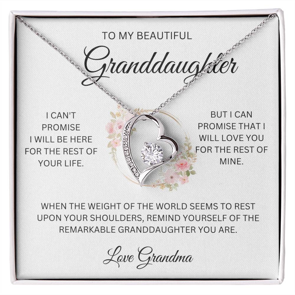 To My Granddaughter ~ Grandma's Promise ~ Forever Love Heart Necklace