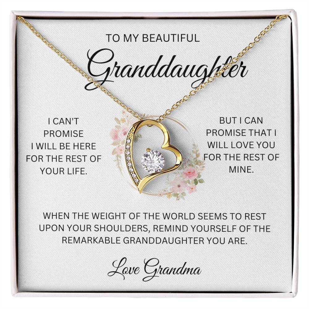 To My Granddaughter ~ Grandma's Promise ~ Forever Love Heart Necklace